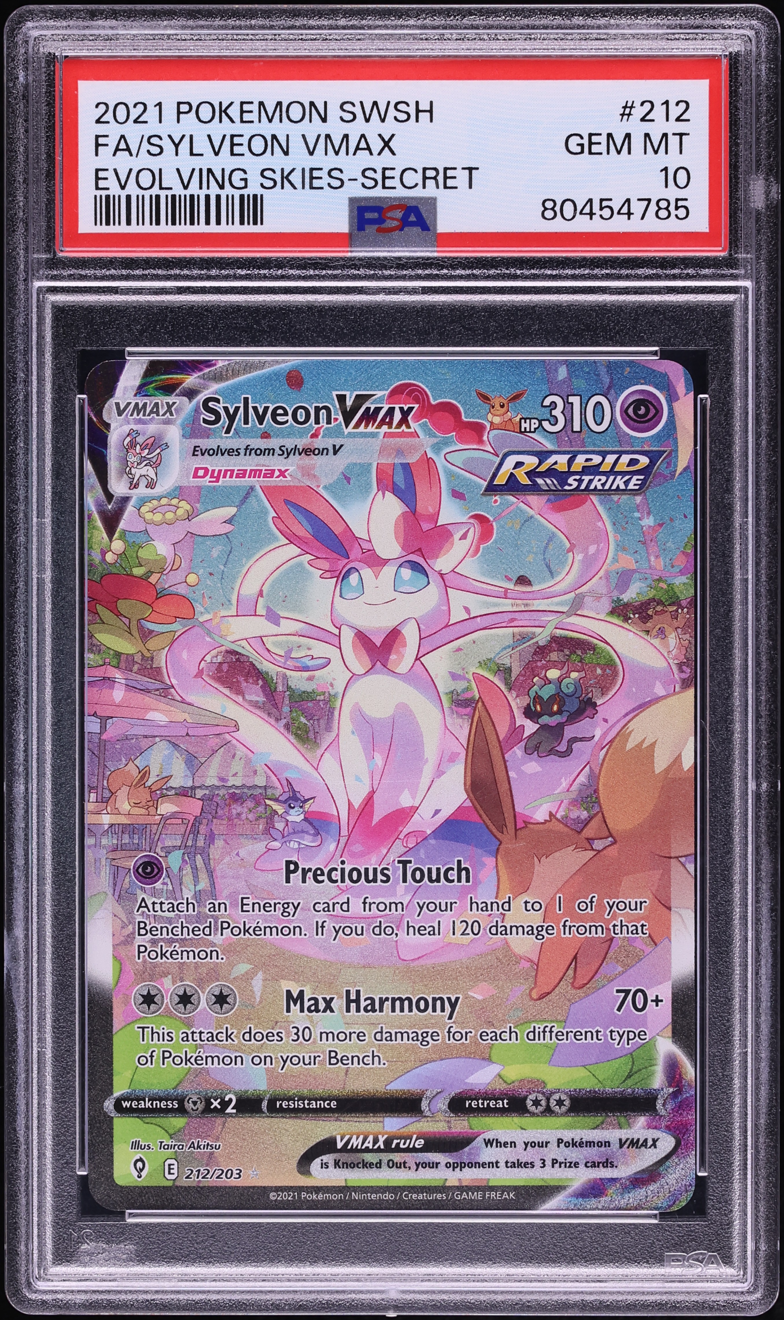 2021 Pokemon Sword & Shield Evolving Skies SEC Sylveon VMAX #212 PSA 10 GEM MINT