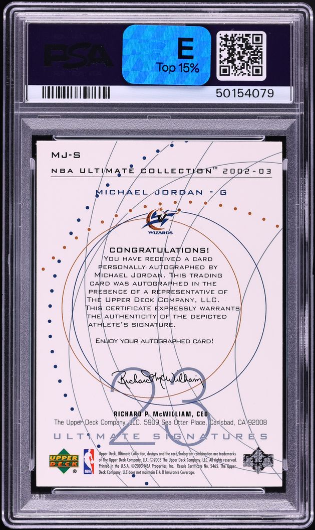 2002 Ultimate Collection Signatures Michael Jordan AUTO #MJ-S PSA 9 MINT