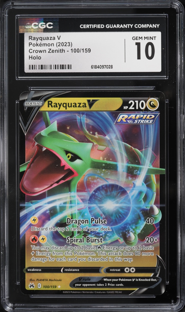 2023 Pokemon Sword & Shield Crown Zenith Holo Rayquaza V #100 CGC 10 GEM MINT