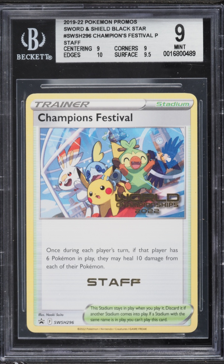 2022 Pokemon SWSH Promo World Championships Staff Champion's Festival #SWSH296 BGS 9 MINT