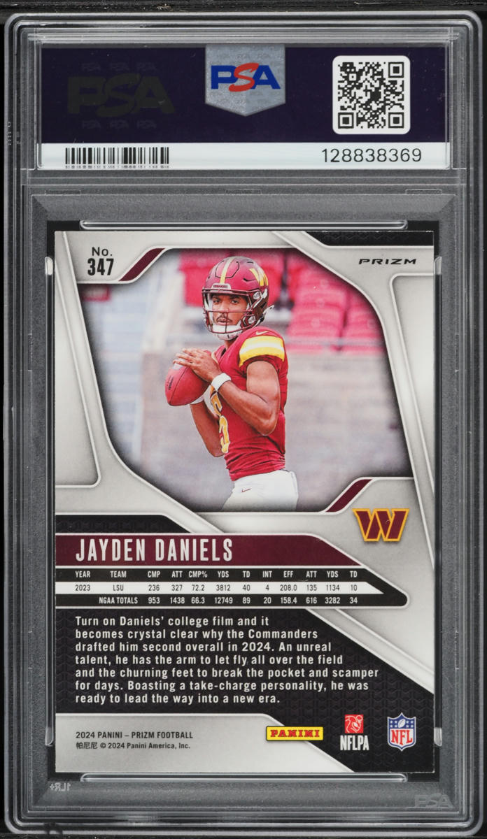 2024 Panini Prizm Black & White Checker Jayden Daniels ROOKIE #347 PSA 9 MINT