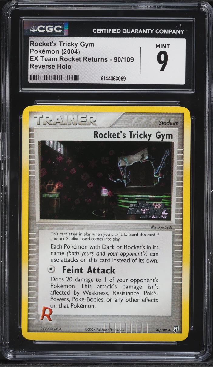 2004 Pokemon EX Team Rocket Returns Reverse Holo Rocket's Tricky Gym #90 CGC 9 MINT