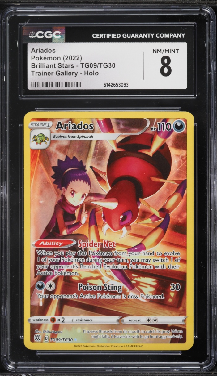2022 Pokemon Sword & Shield Brilliant Stars CHR Ariados #TG09 CGC 8 NM-MT