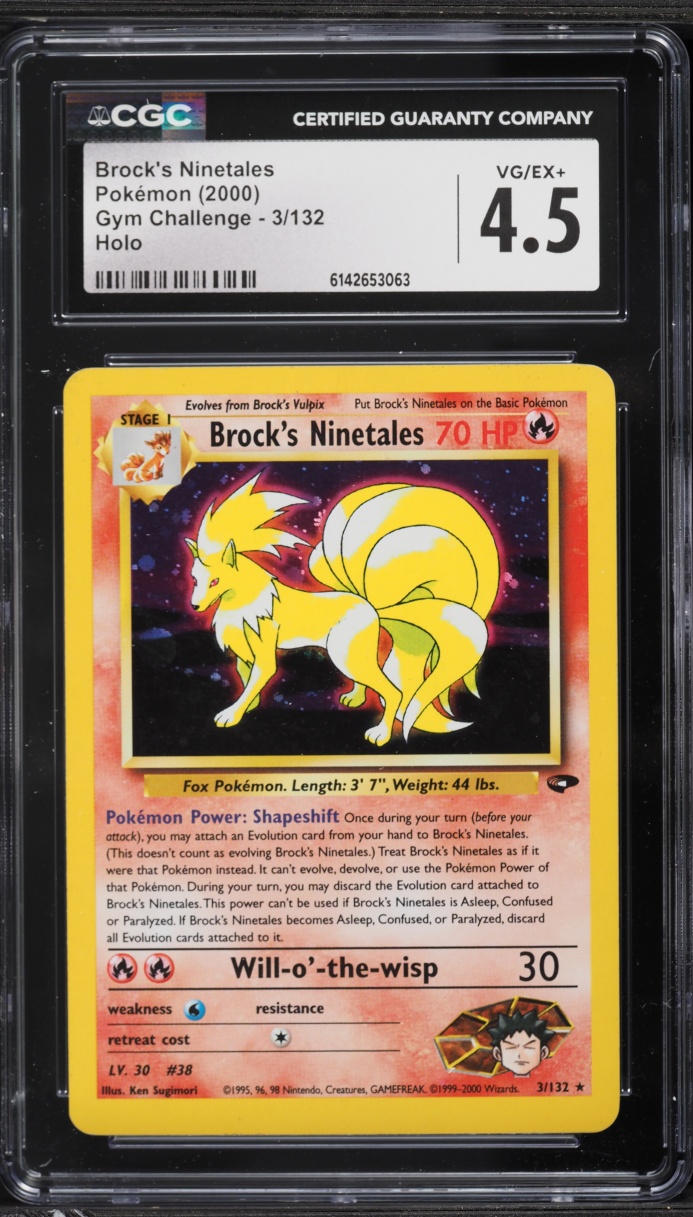 2000 Pokemon Gym Challenge Holo Brock's Ninetales #3 CGC 4.5 VGEX+