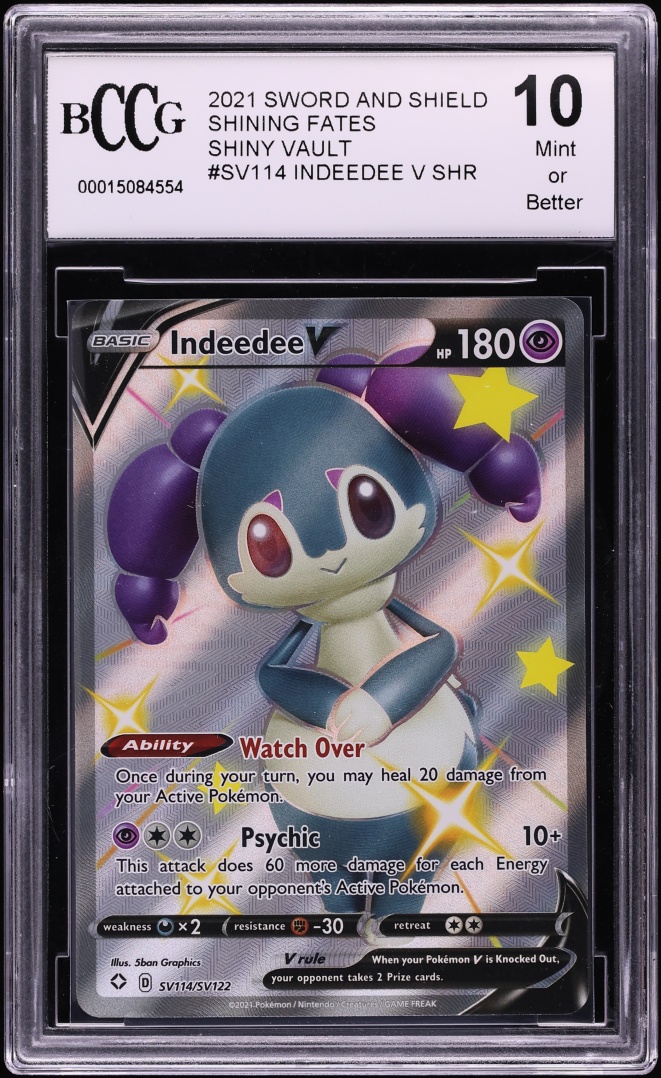 2021 Pokemon Sword & Shield Shining Fates Shiny Vault Full Art Indeedee V #SV114 BCCG 10