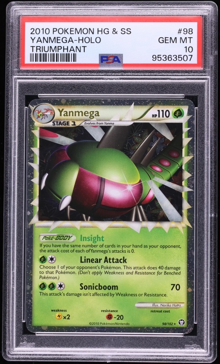 2010 Pokemon HeartGold & SoulSilver Triumphant Holo Yanmega #98 PSA 10 GEM MINT