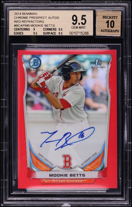 2014 Bowman Chrome Red Refractor Mookie Betts PROSPECT AUTO 1/5 #BCAP-MB BGS 9.5 GEM MINT