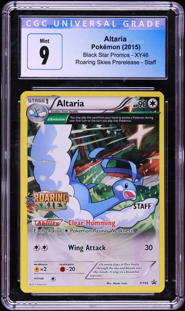 2015 Pokemon XY Black Star Promo Roaring Skies Prerelease Staff Altaria #XY46 CGC 9 MINT