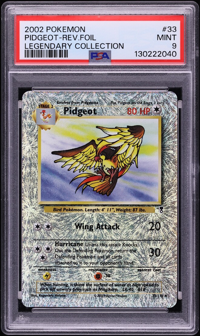 2002 Pokemon Legendary Collection Reverse Holo Pidgeot #33 PSA 9 MINT