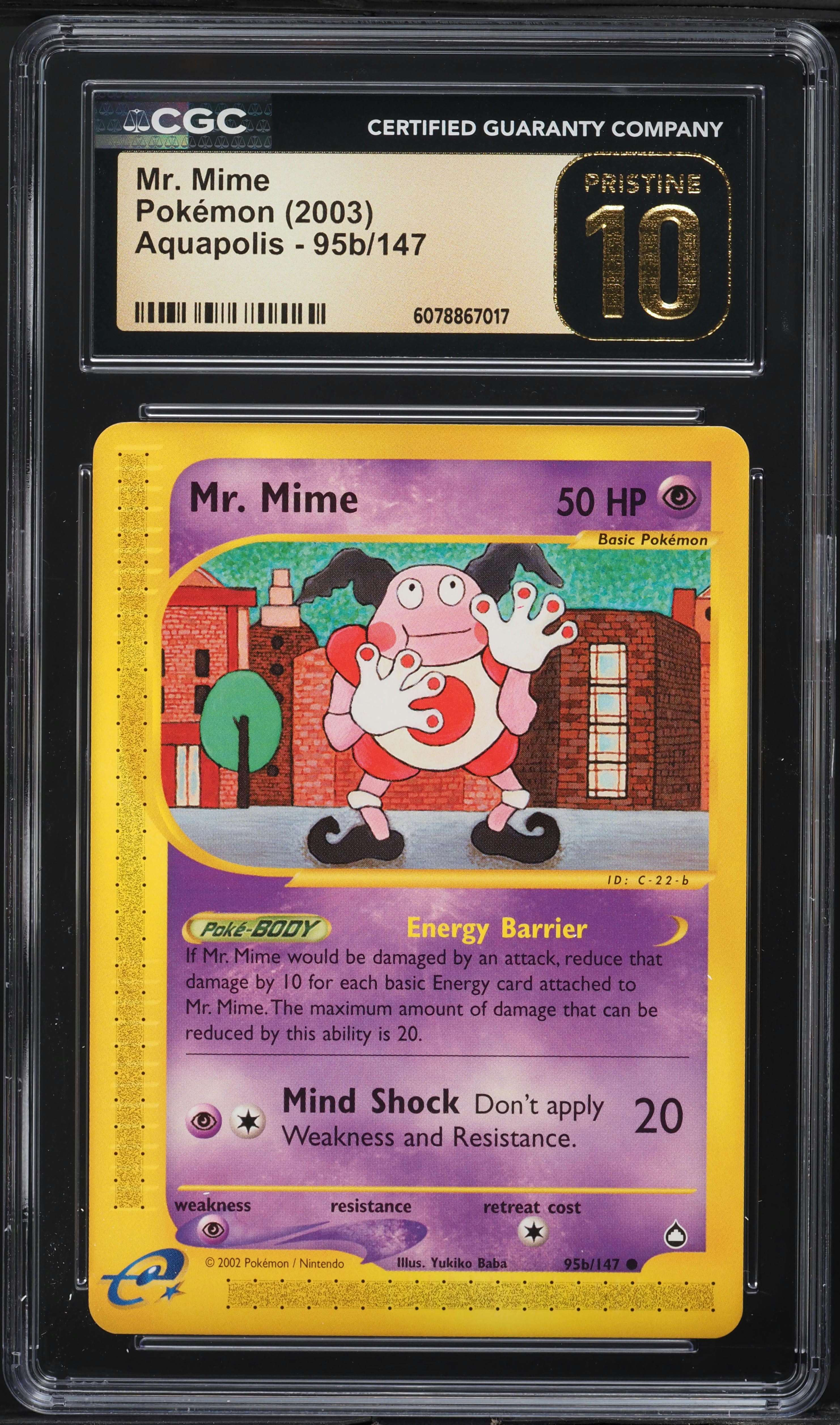 2003 Pokemon Aquapolis Mr. Mime #95b CGC 10 PRISTINE