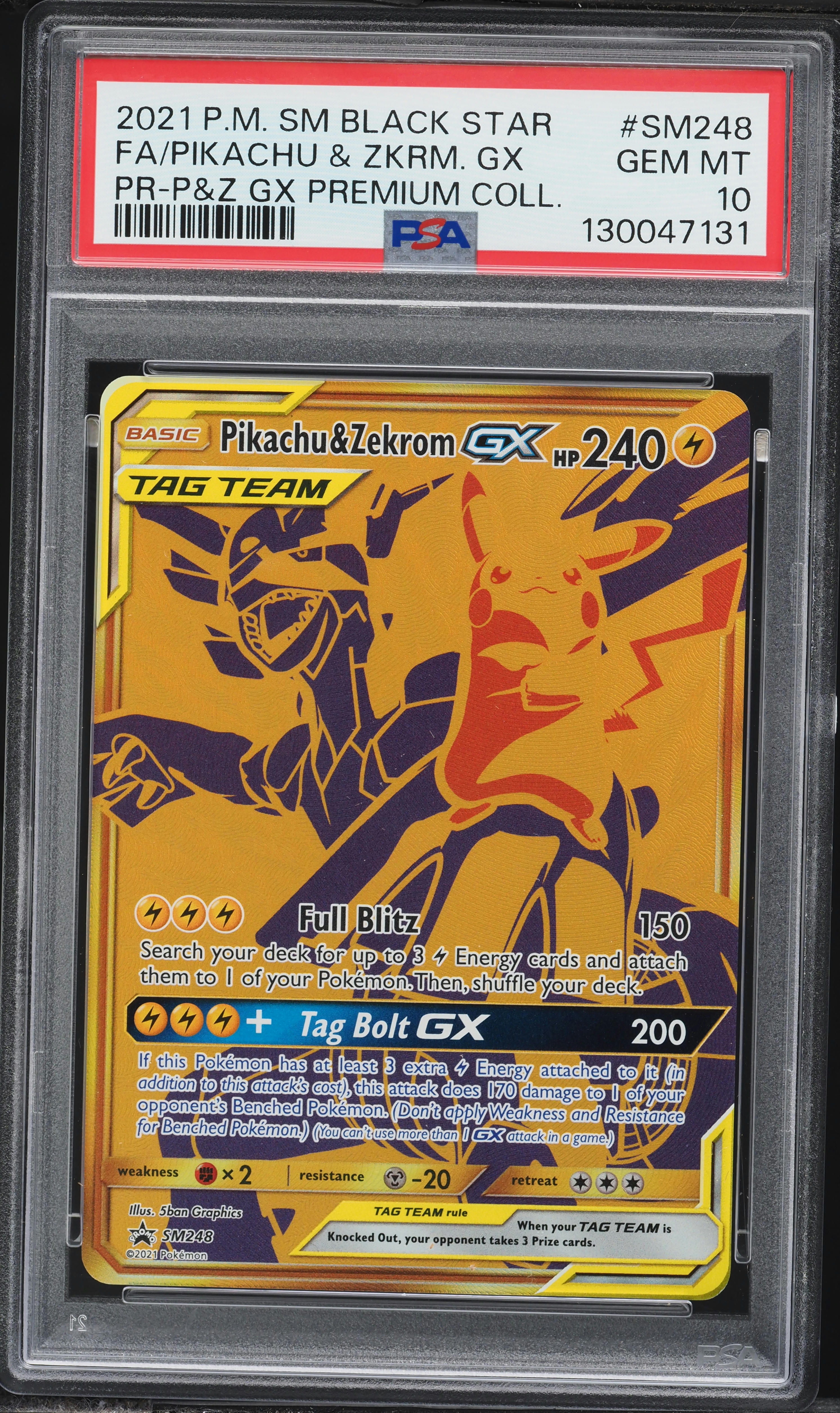 2021 Pokemon SM Promo Premium Collection Full Art Pikachu & Zekrom GX #SM248 PSA 10 GEM MINT