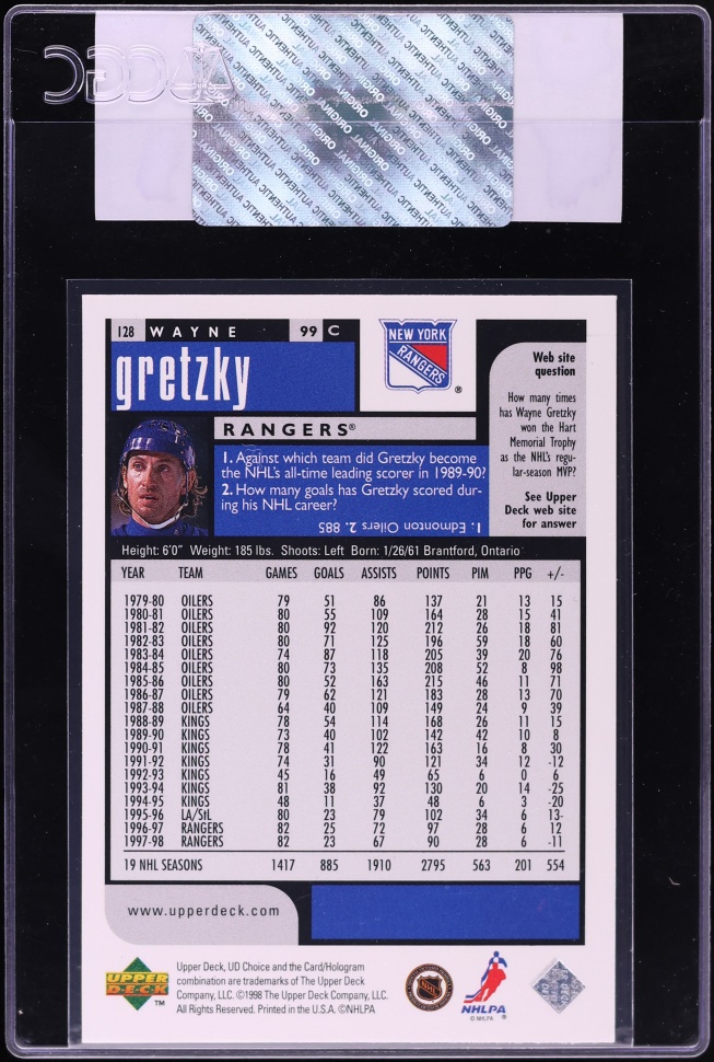 1998 Upper Deck Choice Reserve Wayne Gretzky #128 CGC AUTH