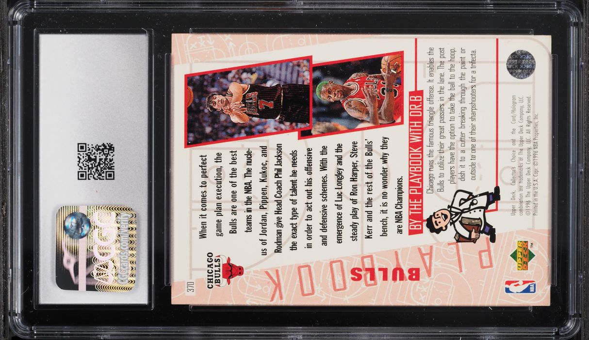 1996 Collector's Choice Bulls Playbook Michael Jordan & Scottie Pippen #370 CGC 2.5 GD+