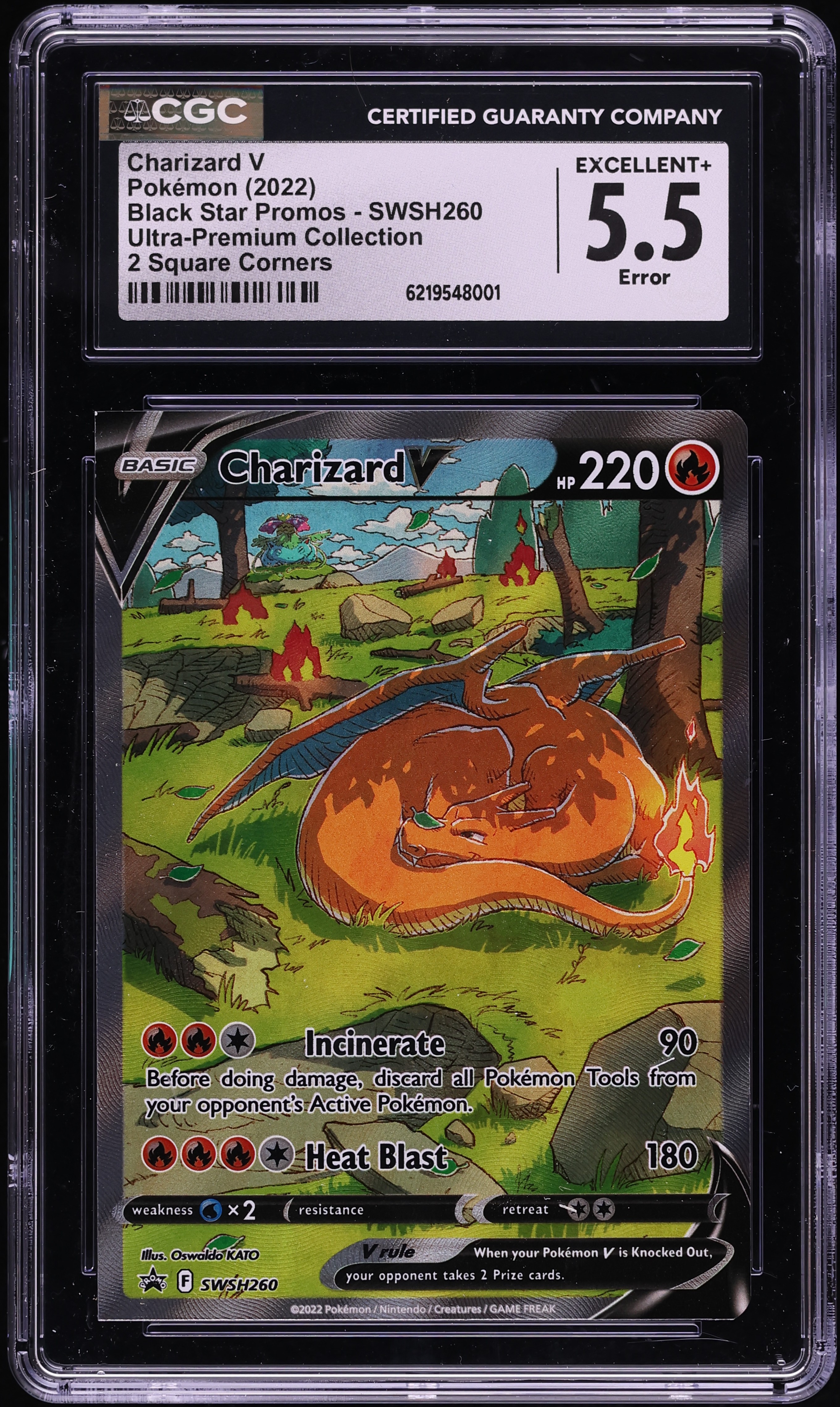 2022 Pokemon SWSH Promo Ultra Premium Collection Error Full Art Charizard V #SWSH260 CGC 5.5