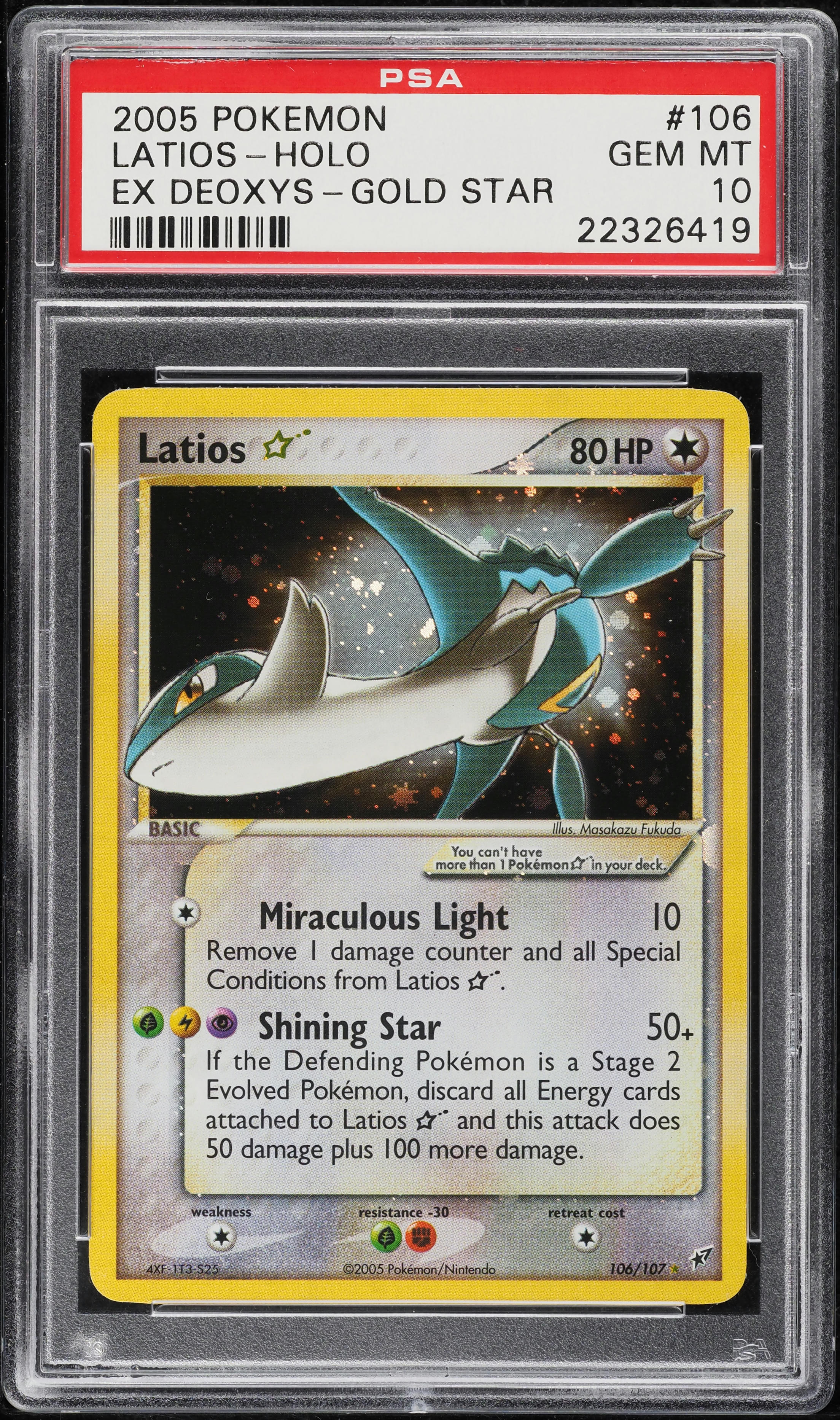 2005 Pokemon EX Deoxys Holo Latios Gold Star #106 PSA 10 GEM MINT