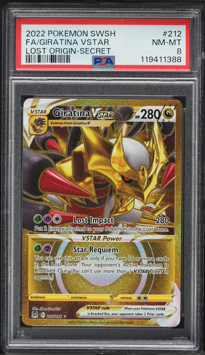 2022 Pokemon SWSH Lost Origin Gold Rare Giratina VSTAR #212 PSA 8 NM-MT