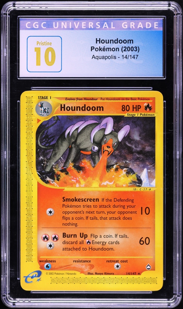 2003 Pokemon Aquapolis Houndoom #14 CGC 10 PRISTINE