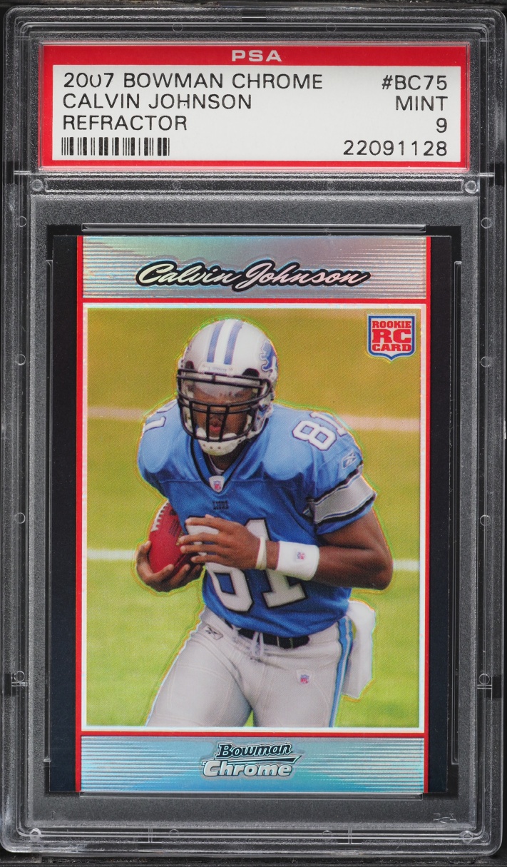 2007 Bowman Chrome Refractor Calvin Johnson ROOKIE #BC75 PSA 9 MINT