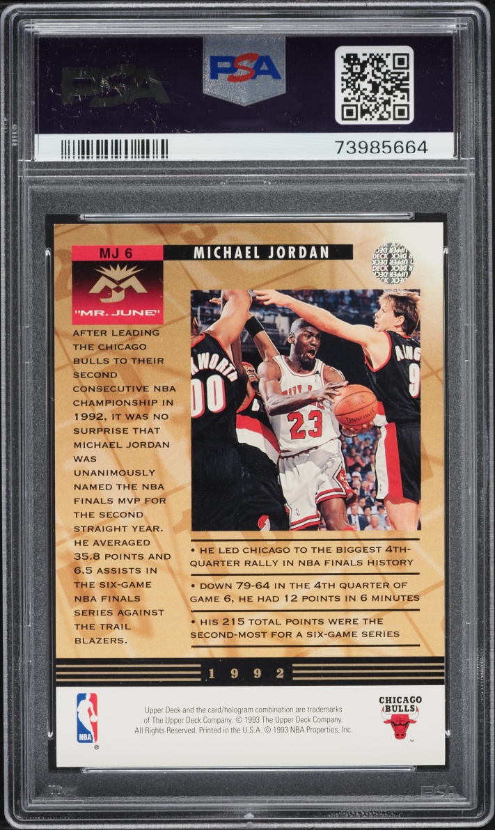 1993 Upper Deck Mr. June Back To Back Finals MVP Michael Jordan #MJ6 PSA 10 GEM MINT