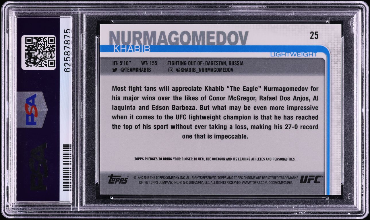 2019 Topps Chrome UFC Diamond Hot Box Khabib Nurmagomedov #25 PSA 9 MINT