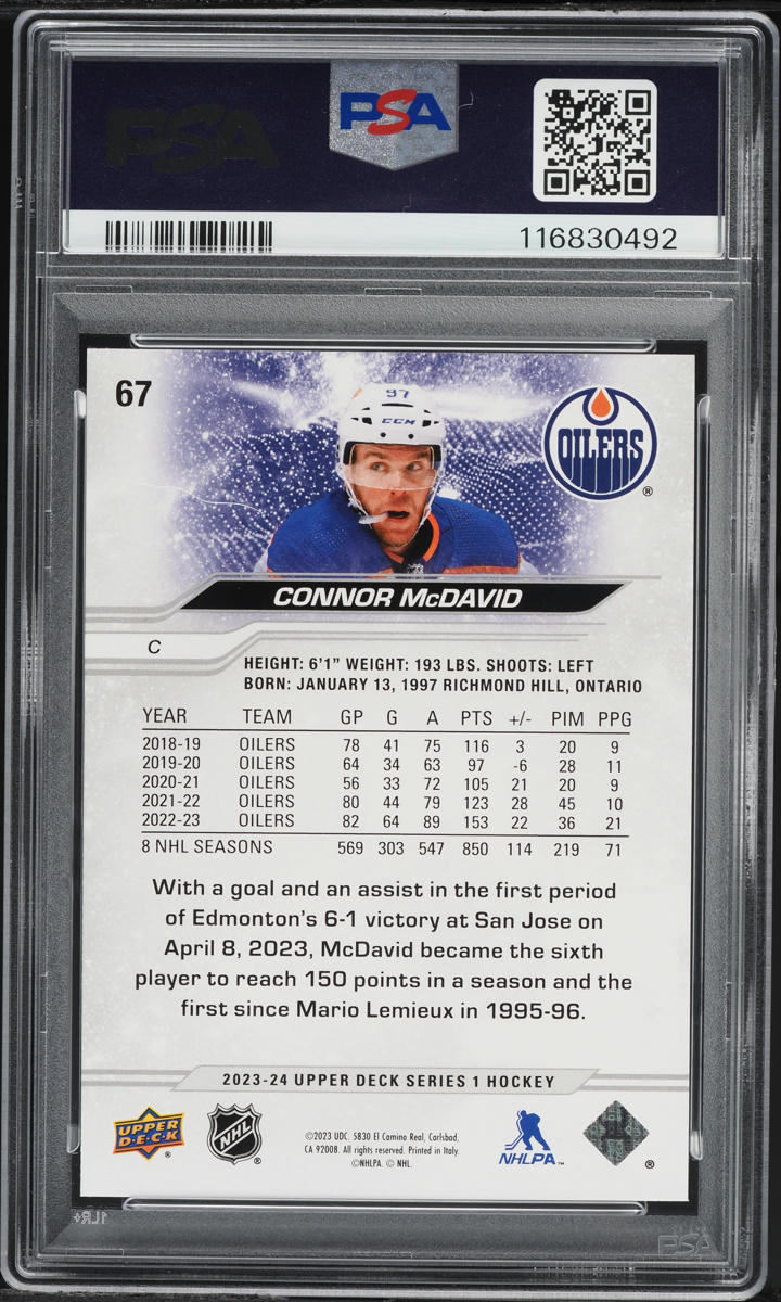 2023 Upper Deck Hockey Connor McDavid #67 PSA 9 MINT