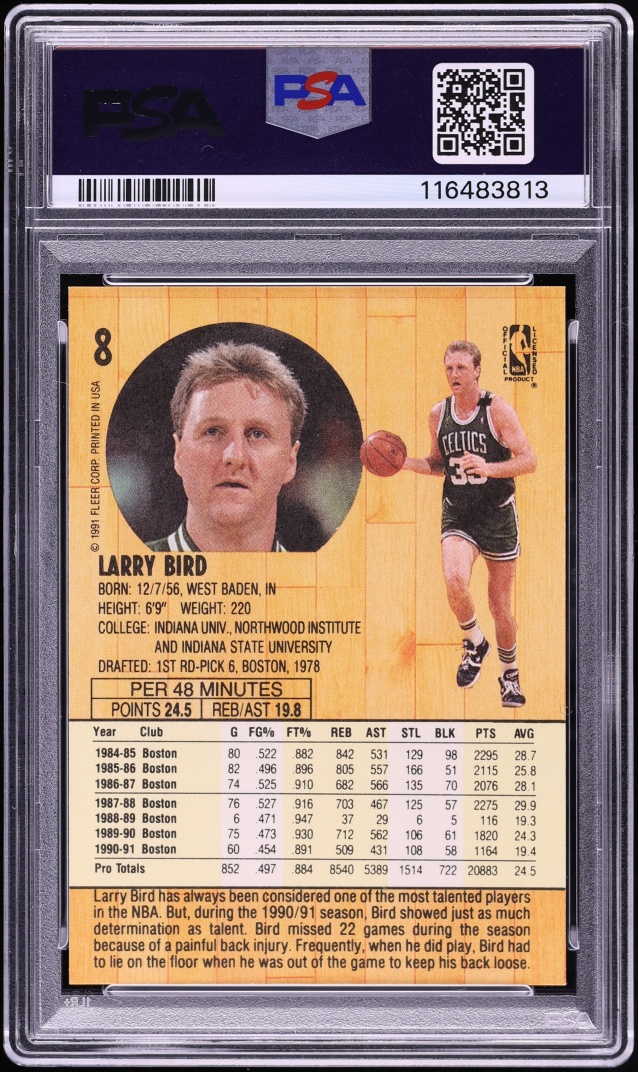 1991 Fleer Basketball Larry Bird #8 PSA 7 NRMT