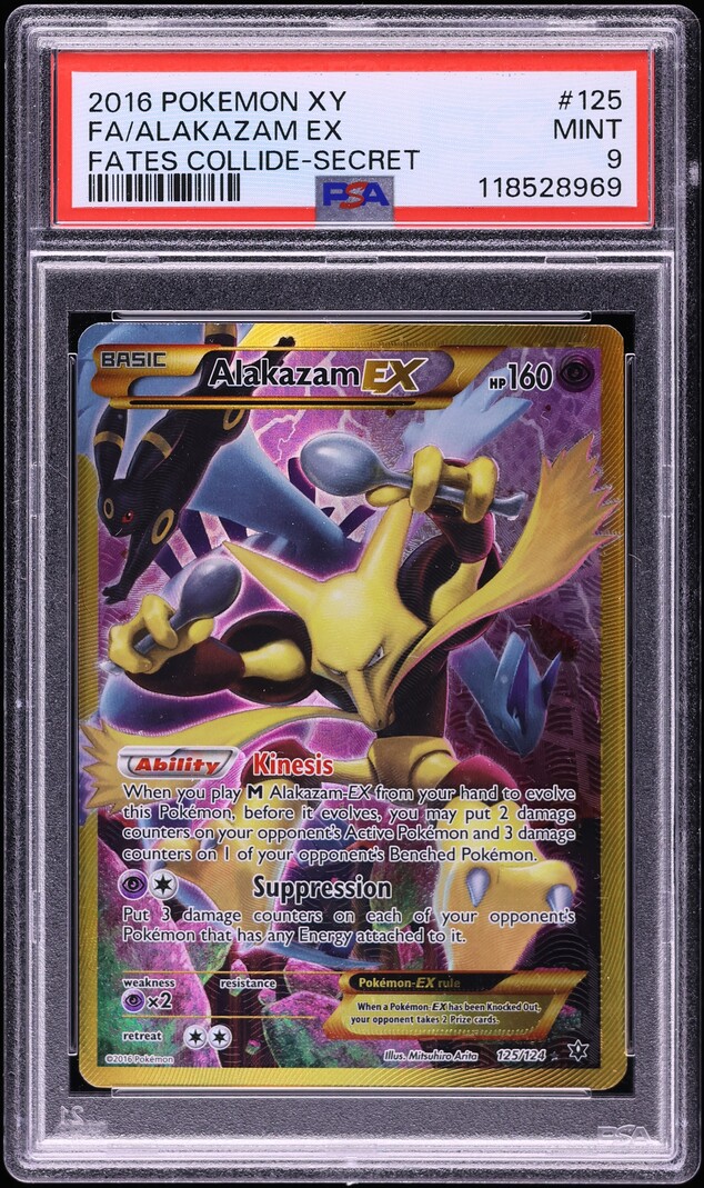 2016 Pokemon XY Fates Collide Full Art Alakazam EX #125 PSA 9 MINT