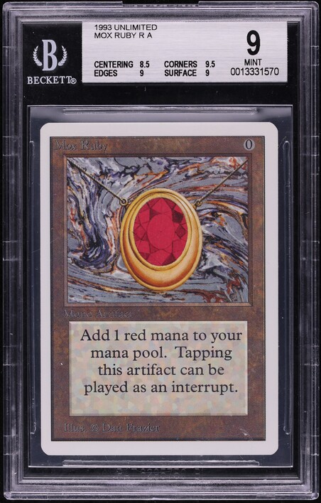 1993 Magic The Gathering MTG Unlimited Mox Jet BGS 8.5 NM-MT+ on