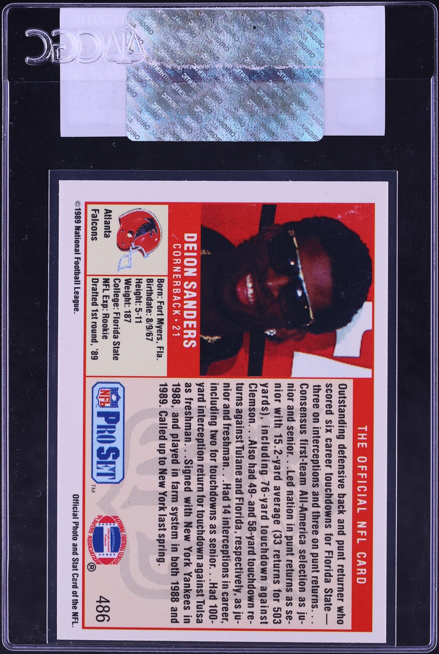 1989 Pro Set Football Deion Sanders ROOKIE #486 CGC AUTH