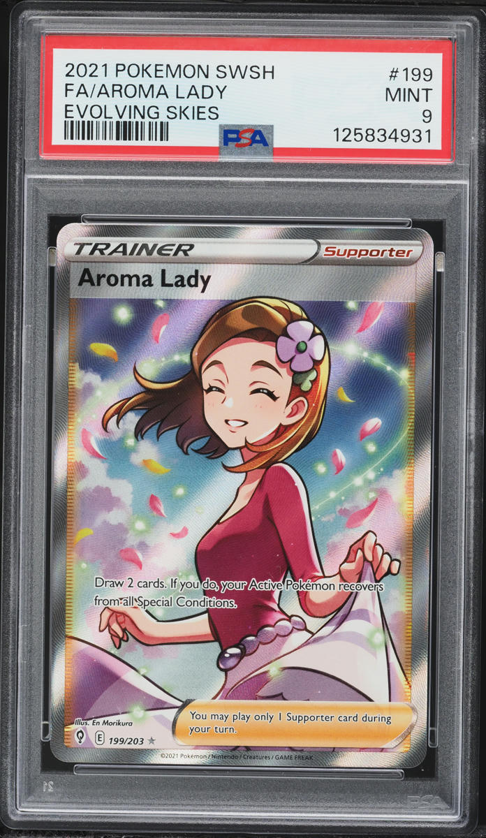 2021 Pokemon Sword & Shield Evolving Skies Full Art Aroma Lady #199 PSA 9 MINT