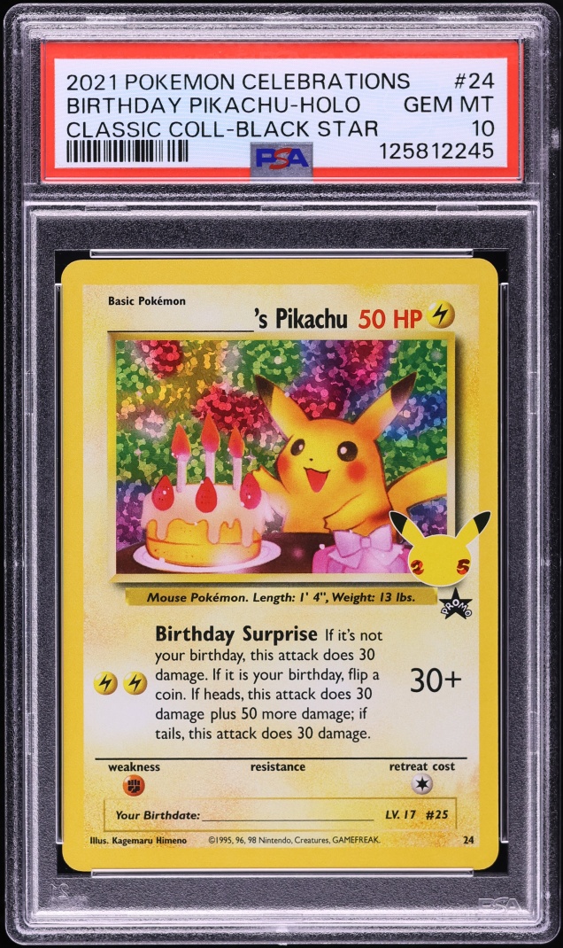 2021 Pokemon Sword & Shield Promo Celebrations Classic Holo Birthday Pikachu #24 PSA 10 GEM