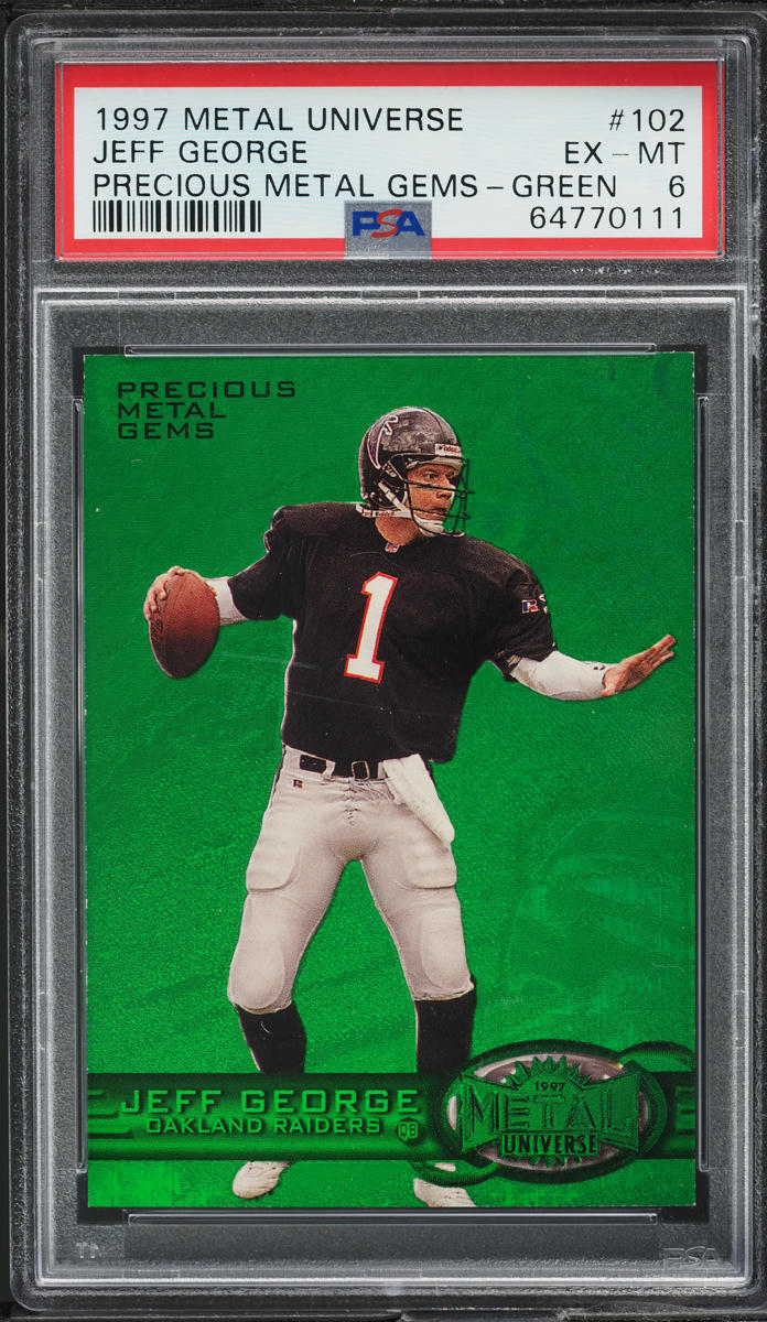 1997 Metal Universe Precious Metal Gems PMG Green Jeff George /150 #102 PSA 6 EXMT