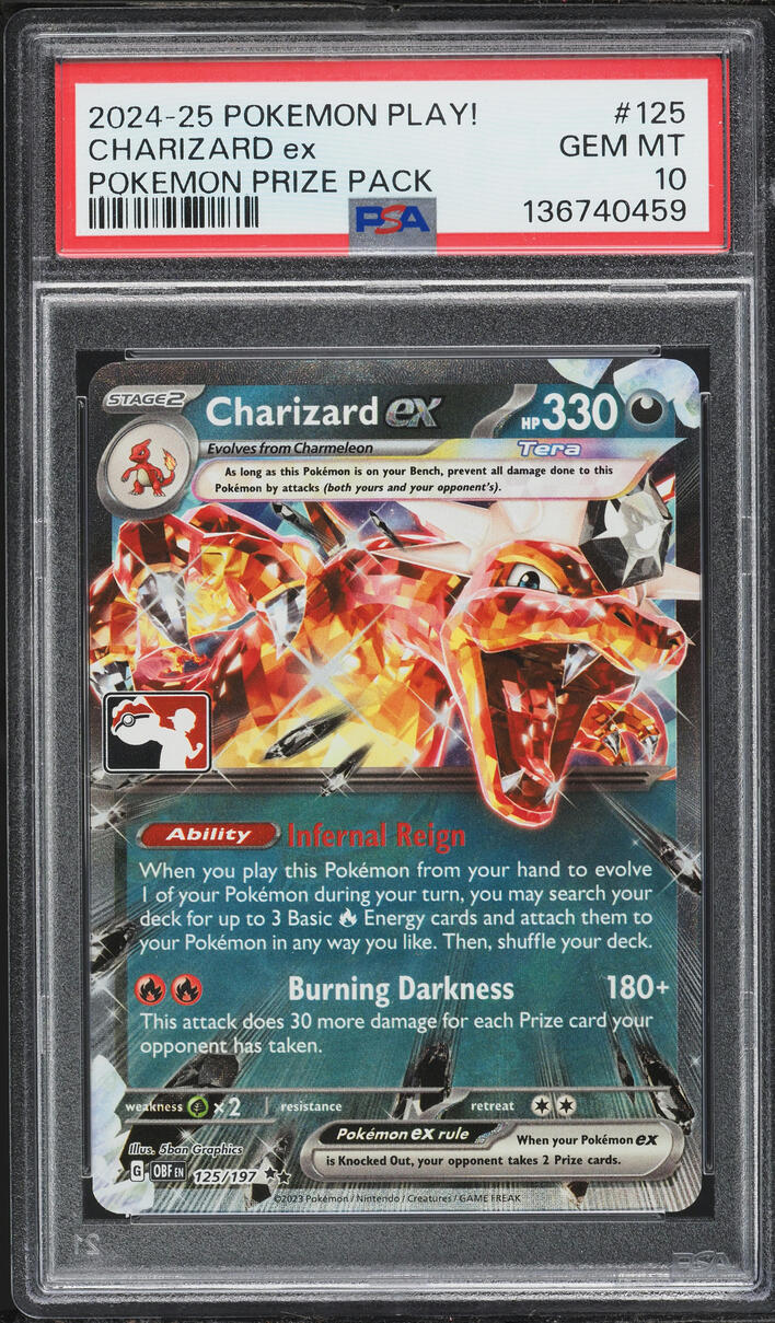 2024 Pokemon Scarlet & Violet Play! Prize Pack Charizard ex #125 PSA 10 GEM MINT