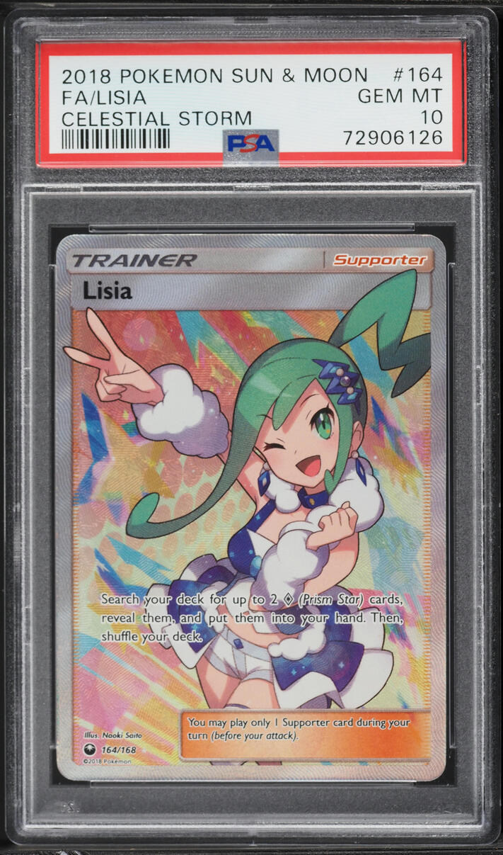 2018 Pokemon Sun & Moon Celestial Storm Full Art Lisia #164 PSA 10 GEM MINT