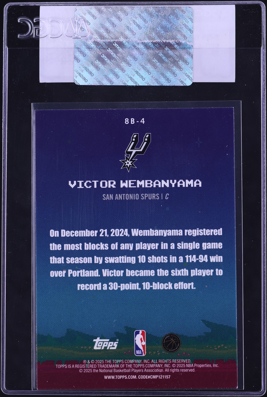2025 Topps 8-Bit Ballers Victor Wembanyama #8B-4 CGC AUTH