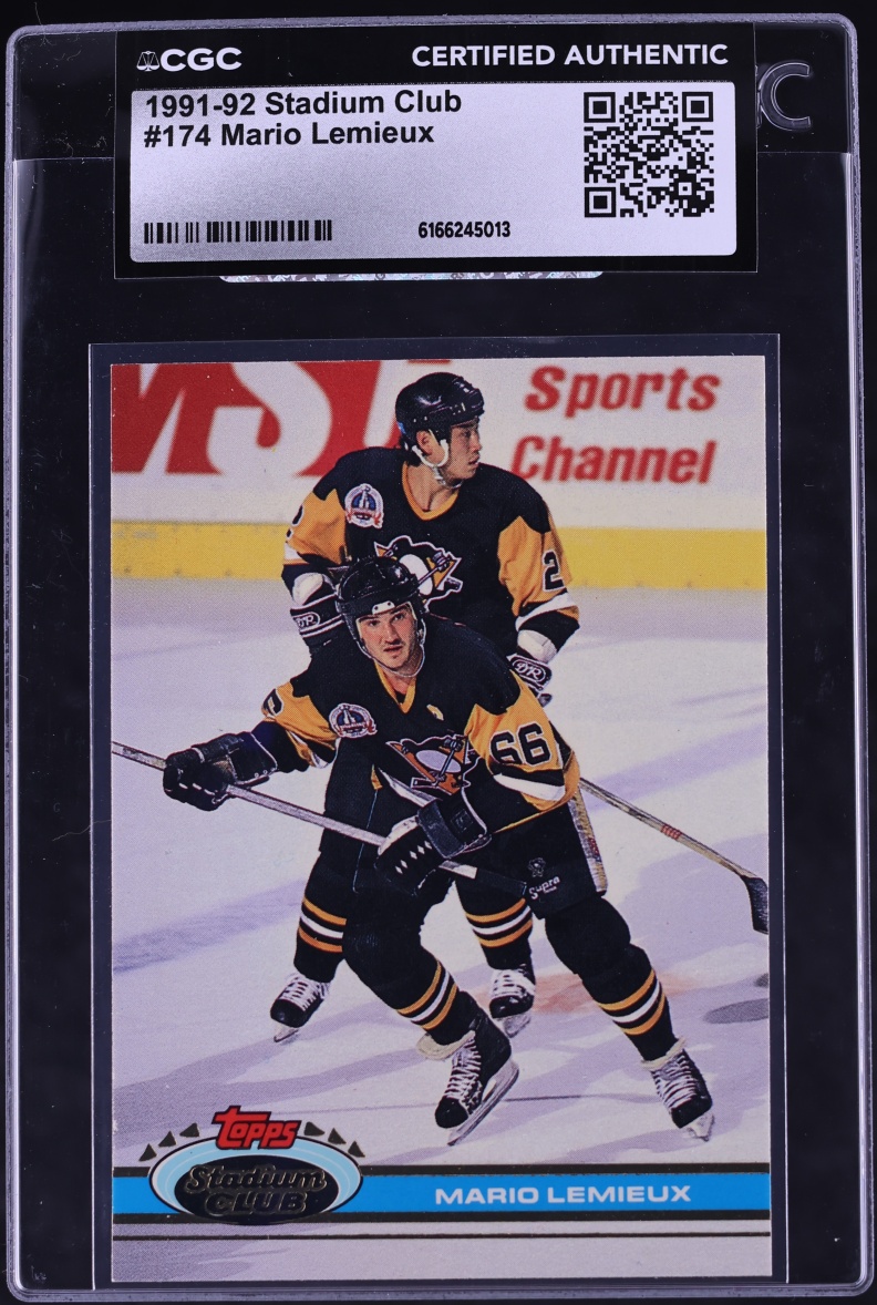 1991 Stadium Club Hockey Mario Lemieux ROOKIE #174 CGC AUTH