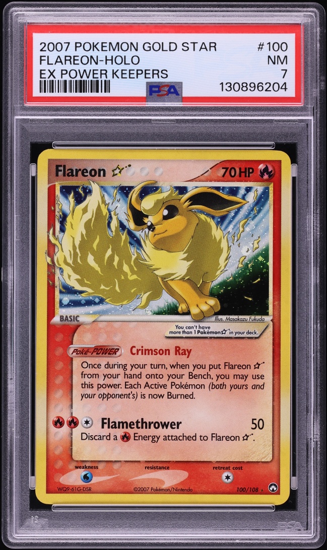 2007 Pokemon EX Power Keepers Holo Flareon Gold Star #100 PSA 7 NRMT