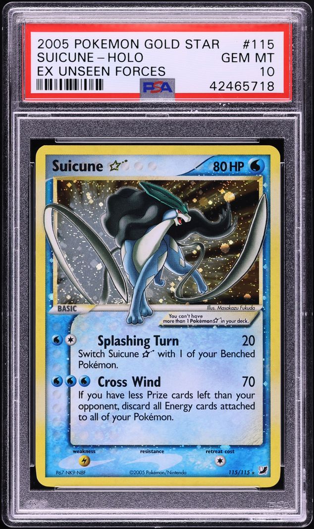 2005 Pokemon EX Unseen Forces Holo Suicune Gold Star #115 PSA 10 GEM MINT