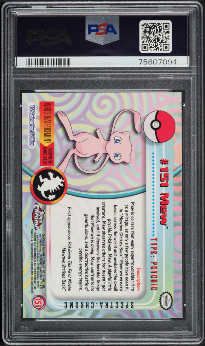 2000 Topps Chrome Pokemon Series 2 Spectra Mew #151 PSA 9 MINT