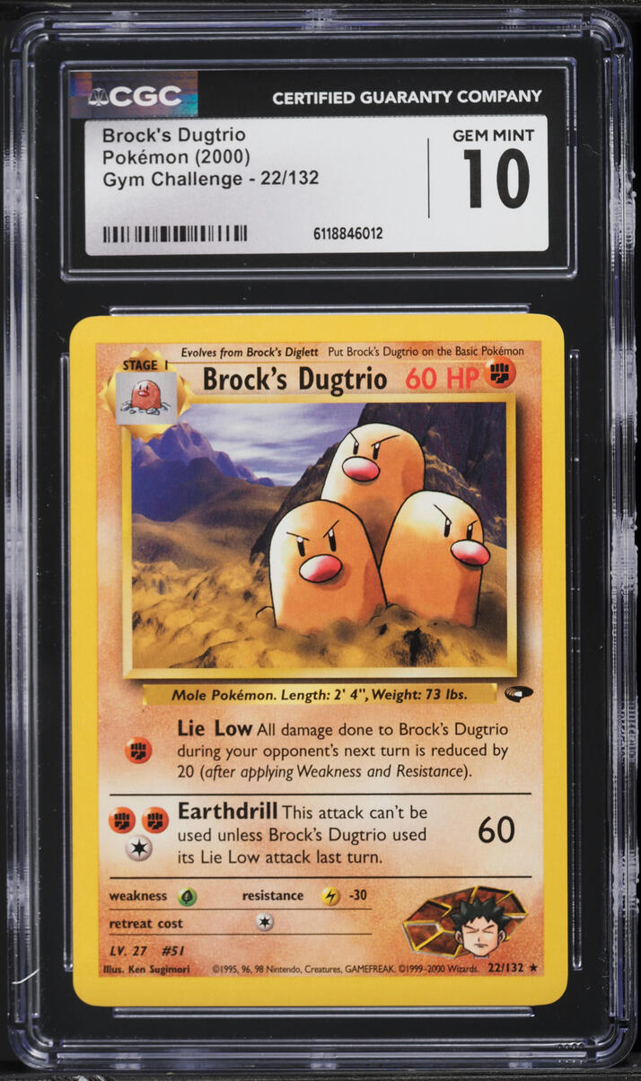 2000 Pokemon Gym Challenge Brock's Dugtrio #22 CGC 10 GEM MINT