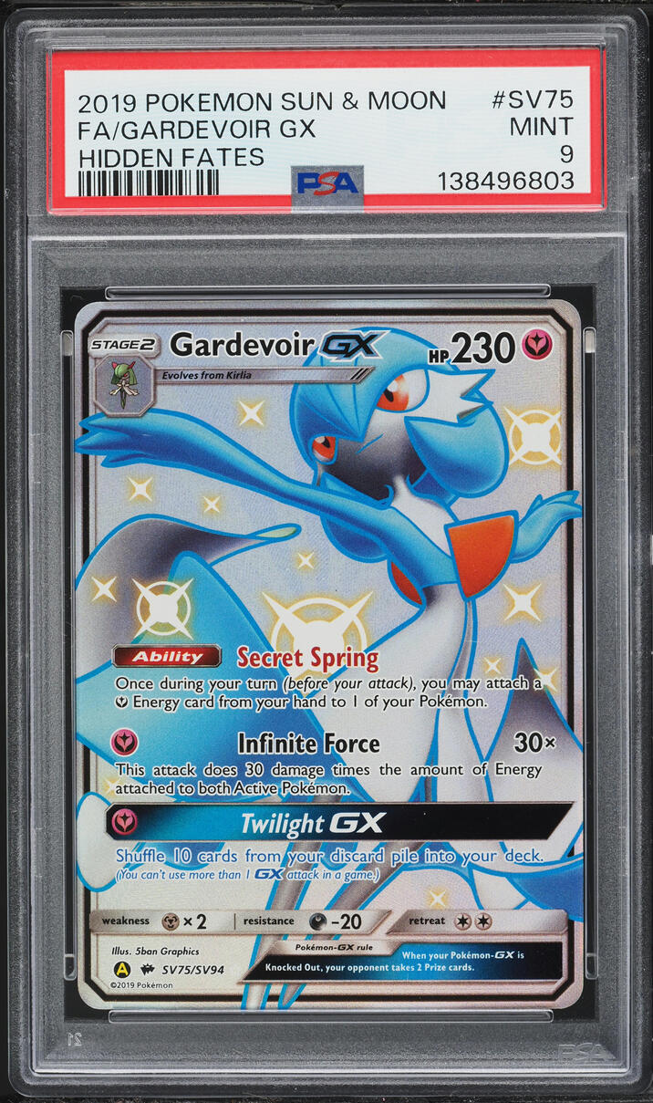 2019 Pokemon Sun & Moon Hidden Fates Full Art Gardevoir GX #SV75 PSA 9 MINT