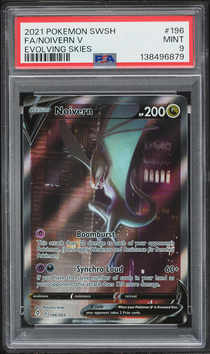 2021 Pokemon Sword & Shield Evolving Skies Alt Art Noivern V #196 PSA 9 MINT