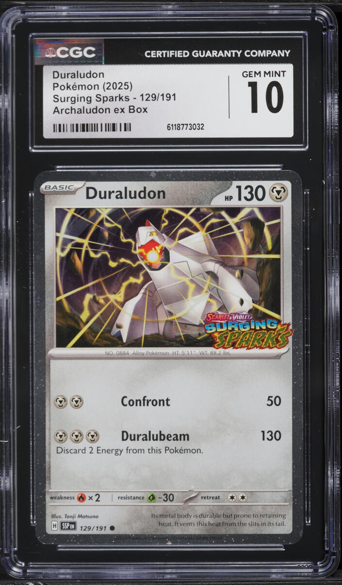 2025 Pokemon Scarlet & Violet Surging Sparks Archaludon ex Box Duraludon #129 CGC 10 GEM MINT