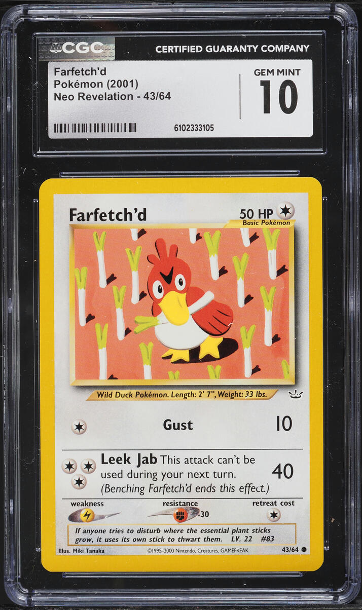 2001 Pokemon Neo Revelation Farfetch'd #43 CGC 10 GEM MINT
