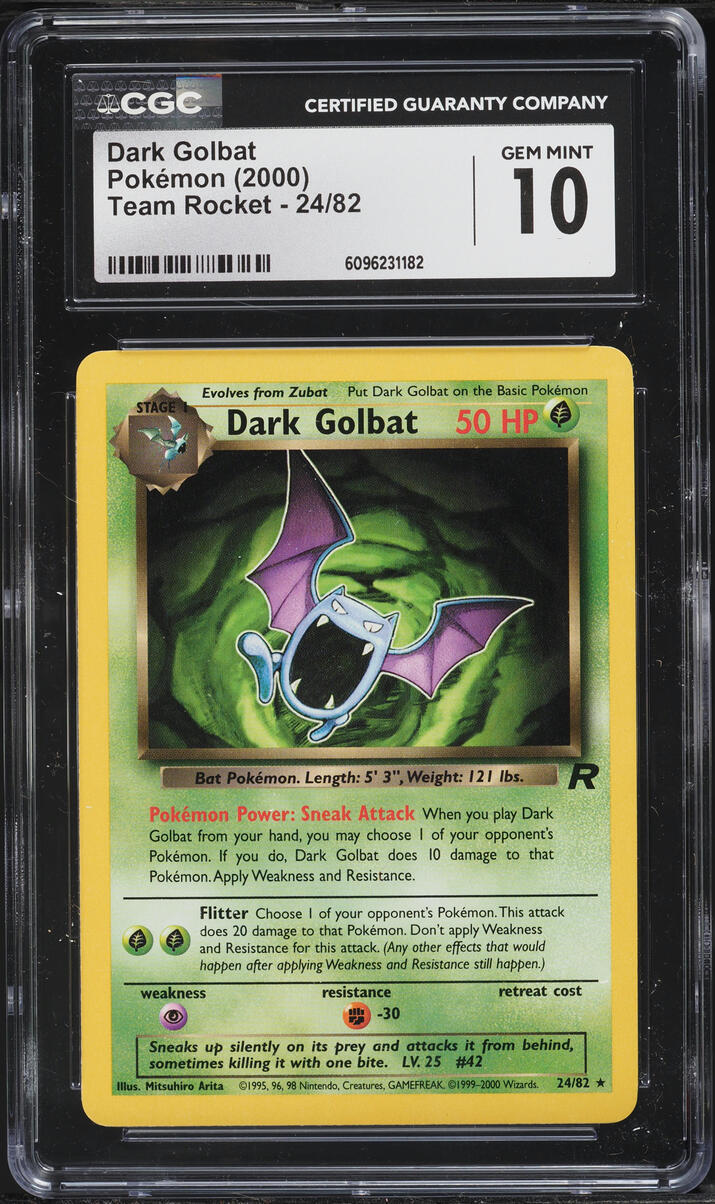 2000 Pokemon Team Rocket Dark Golbat #24 CGC 10 GEM MINT