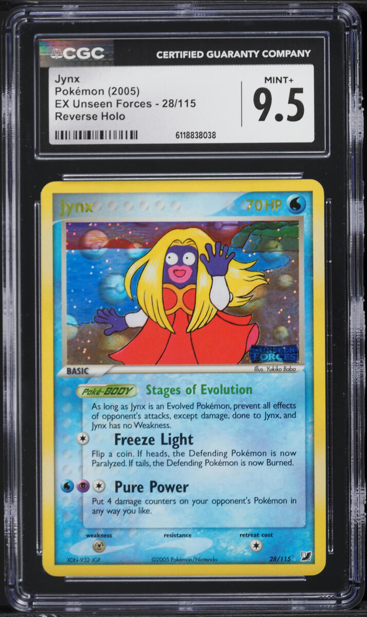 2005 Pokemon EX Unseen Forces Reverse Holo Jynx #28 CGC 9.5 MINT+