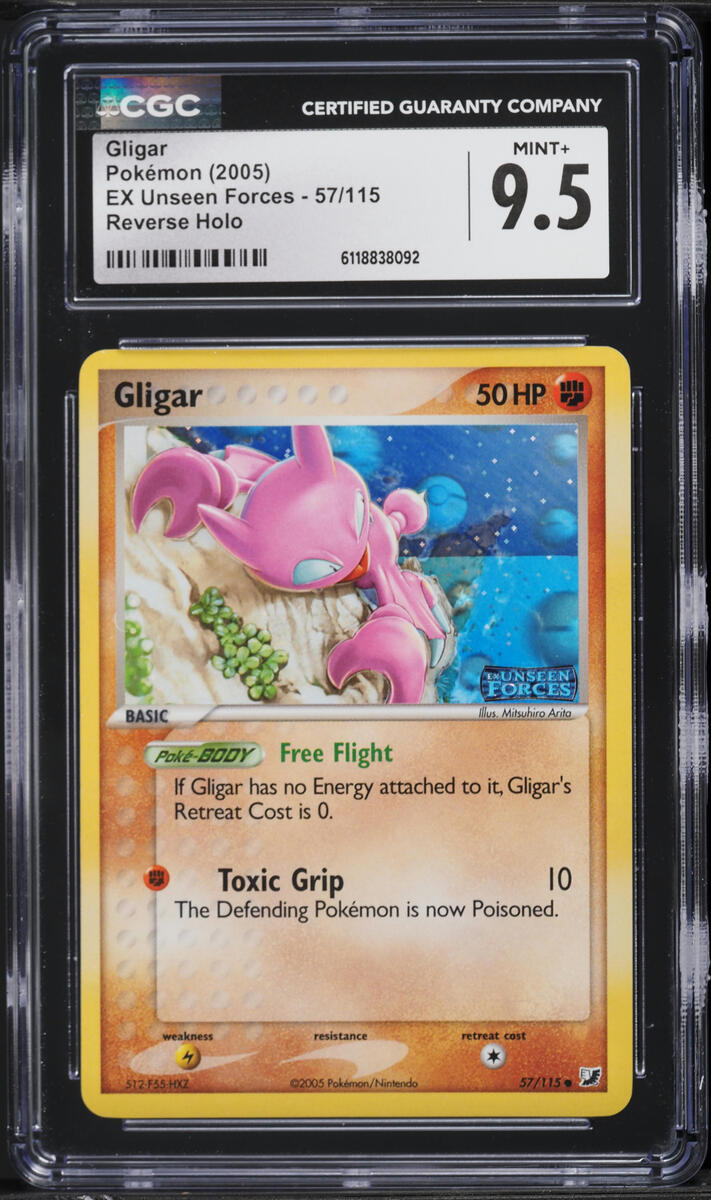 2005 Pokemon EX Unseen Forces Reverse Holo Gligar #57 CGC 9.5 MINT+