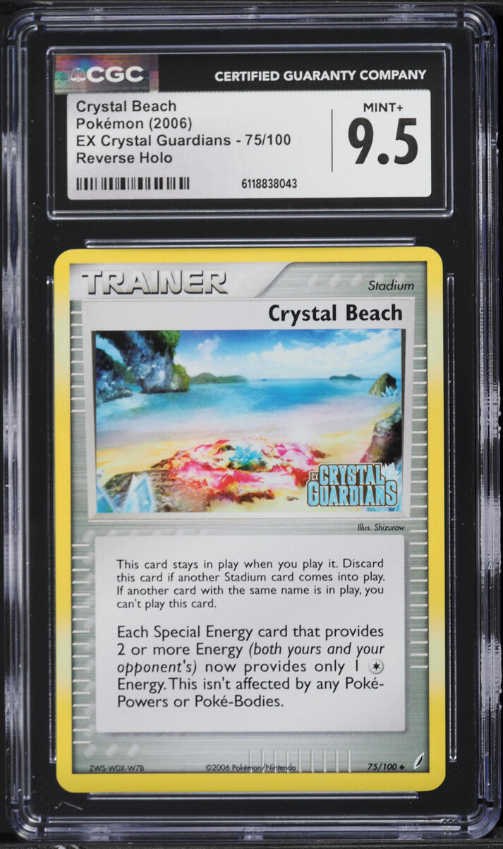 2006 Pokemon EX Crystal Guardians Reverse Holo Crystal Beach #75 CGC 9.5 MINT+