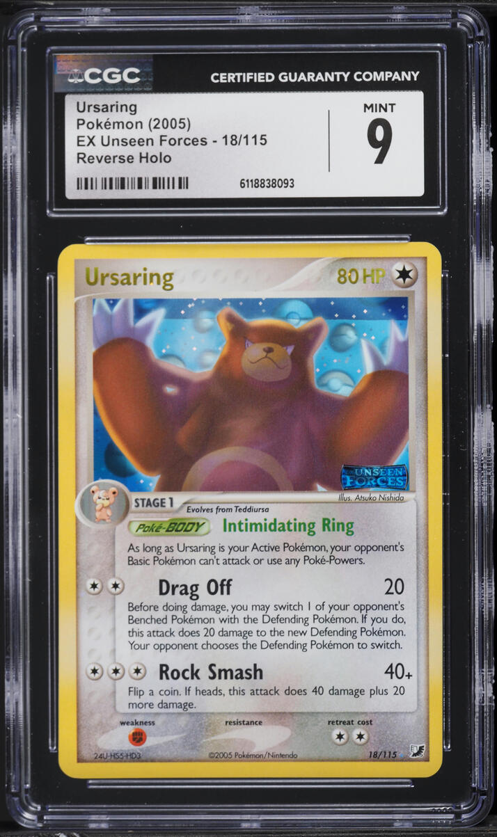2005 Pokemon EX Unseen Forces Reverse Holo Ursaring #18 CGC 9 MINT