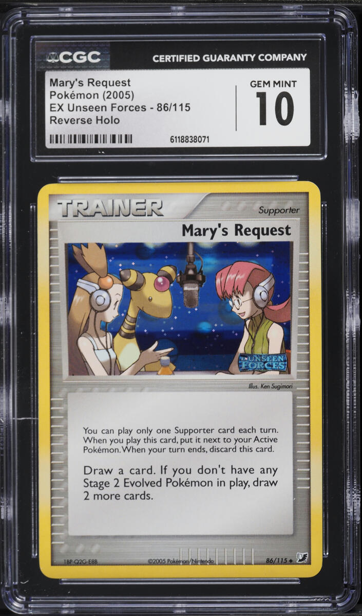 2005 Pokemon EX Unseen Forces Reverse Holo Mary's Request #86 CGC 10 GEM MINT